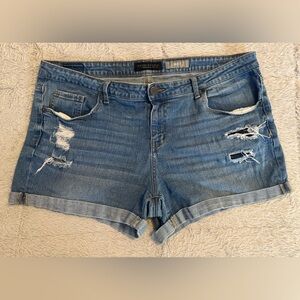 Aeropostale Distressed Blue Jean Shorts w/ Belt Loops & 5 Pockets & Fixed Hem